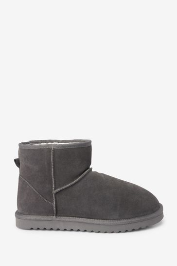 Grey Signature Suede Boot Slippers