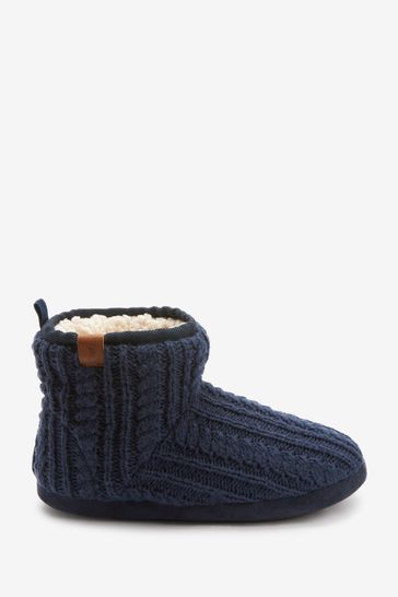 Navy Blue Next Knitted Boot Slippers