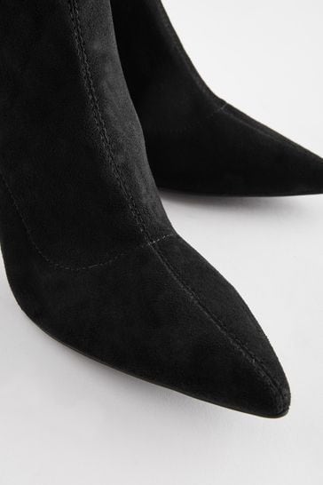 Black pointed 2025 toe sock booties