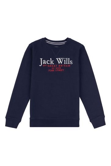 Jack Wills Blue Script LB Crew Sweatshirt