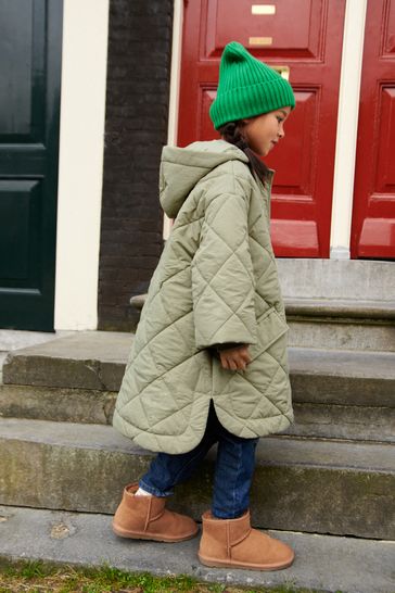 Khaki shop quilted coat