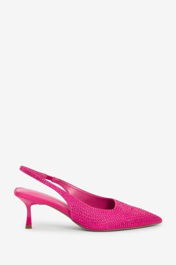 Bright pink kitten heel shoes outlet