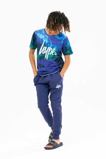 Hype. Blue Reef Spray Script T-Shirt And Joggers Set