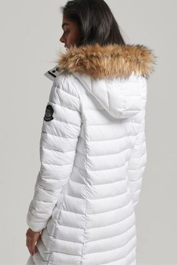Buy Superdry White Super Longline Fuji Coat from Next Denmark