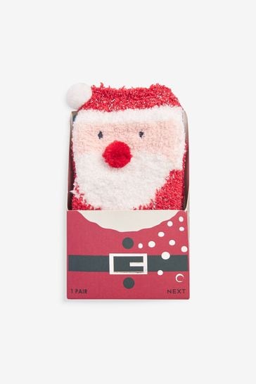 Red Christmas Santa Cosy Socks In A Box