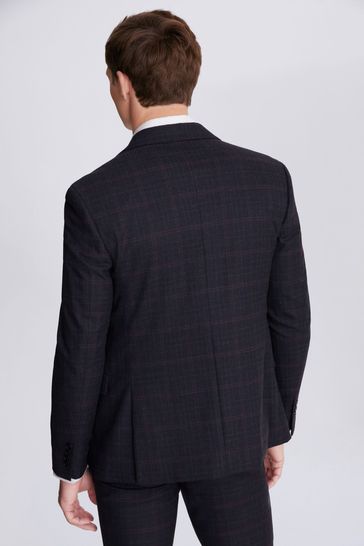 Moss london skinny fit navy black check suit shop