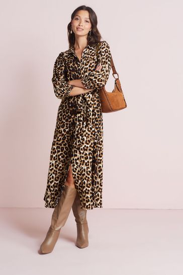 Animal print long sleeve sales shirt dress