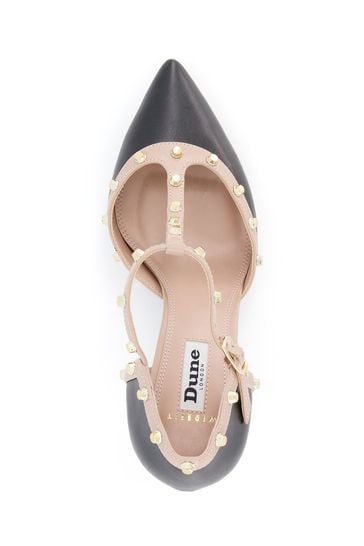 Buy Dune London Cliopatra Black Studded T Bar Open Court Shoes
