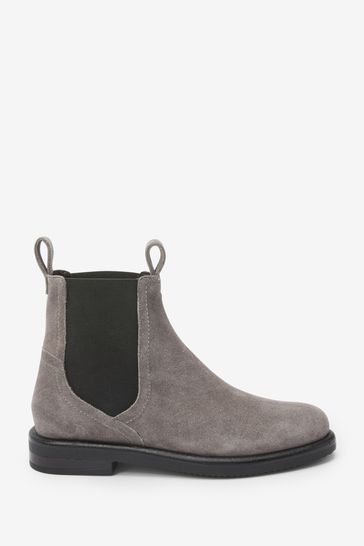 Buy Grey Regular Wide Fit Next Forever Comfort Leather Chelsea