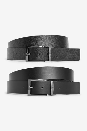 Emporio Armani Black Leather Reversable Belt