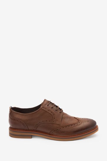 Brown Waxy Leather Smart Casual Brogue Shoes