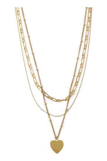 Orelia London Gold Tone Heart 3-Row Necklace