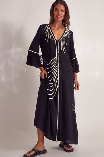 Buy Monsoon Cali Embroidered Leaf Kaftan Dress from the Laura Ashley online shop