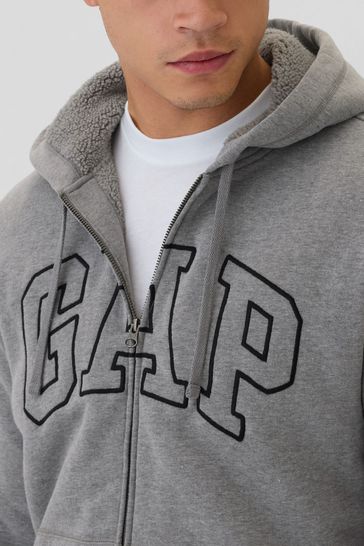 Buy Gap Logo Sherpa Lined Zip Through Hoodie from Next Netherlands