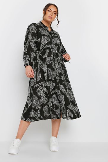 Buy Yours Curve Black Long Sleeve Shirt Dress from Next Netherlands