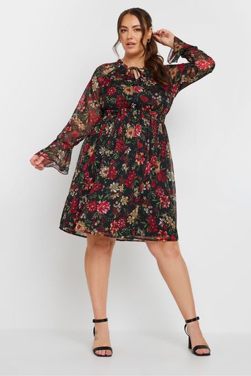 Buy Yours Curve Red Tie Neck Chiffon Dress from Next Bahrain