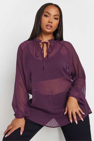 Buy Yours Curve Tie Neck Chiffon Top from the Laura Ashley online shop