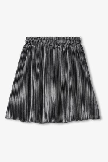 Grey velour pleated skirt shop