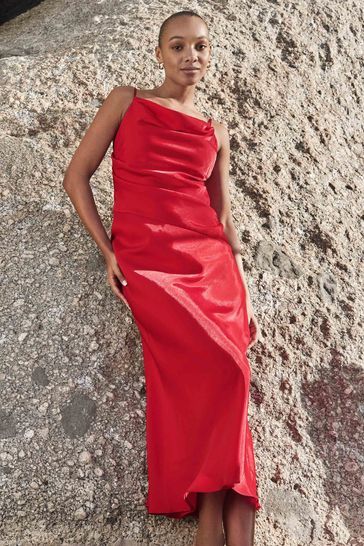 Red strappy midi dress discount