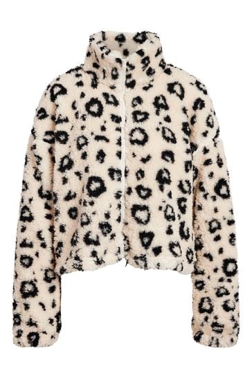 Fur leopard print jacket deals