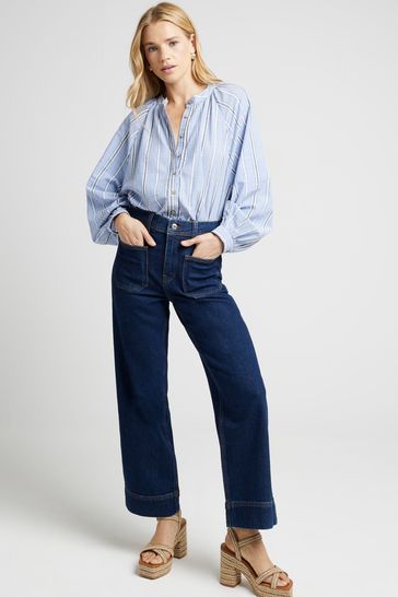 Buy River Island Mid Rise Crop Wide Leg Jeans from Next Turkey