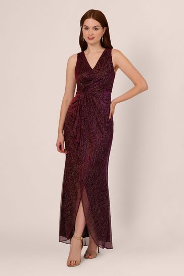 Buy Adrianna Papell Red Metallic Mesh Cascade Gown Dress from Next Netherlands