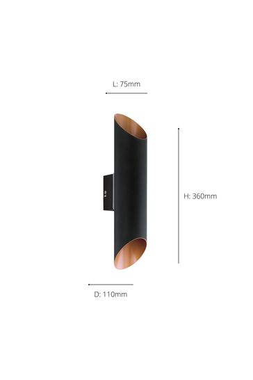 Eglo Black/Copper Agolada Outdoor Wall Light