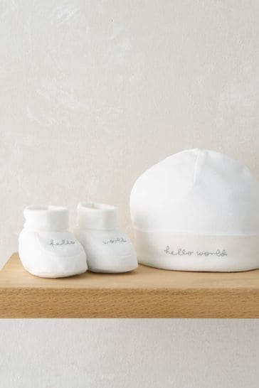 Buy Mamas Papas Hello World White Hat Booties from Next Netherlands