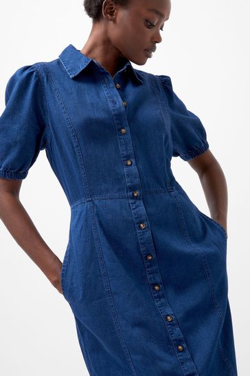 Buy French Connection Natural Chambray Button Through Dress from Next Bahrain