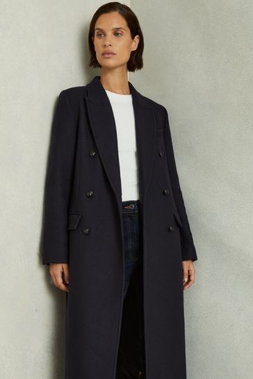 Buy Reiss Navy Florence Wool blend Twill Double Breasted Coat from Next Turkey