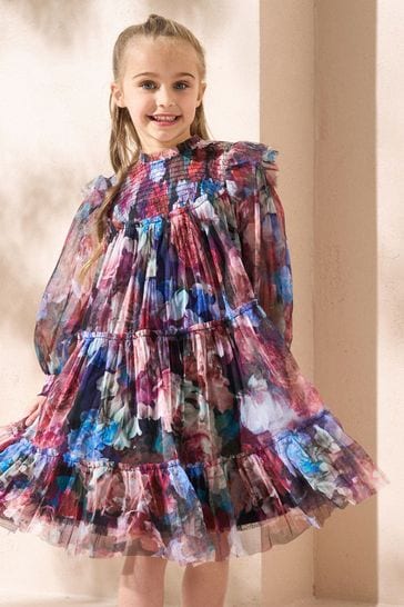Girls Angel Rocket Purple Eleanor Floral Mesh Dress