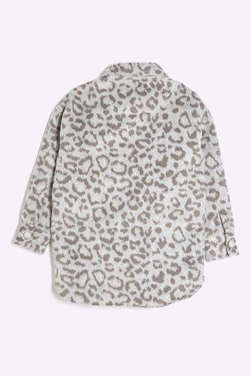 River Island Grey Girls Leopard Print Jacket