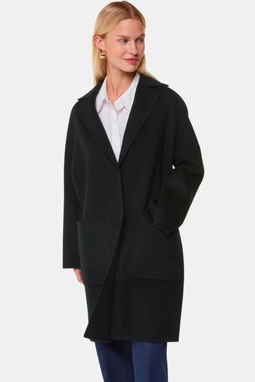Whistles Cassie Double Face Pocket Black Coat