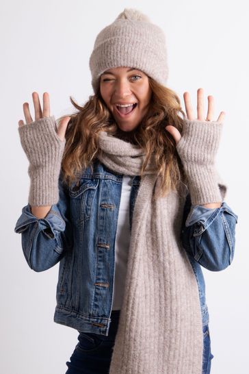 Buy Totes Cream Ladies Knitted Hat Scarf Armwarmers Set from Next Bahrain