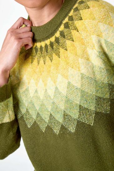Roman Green Petite Diamond Print Jumper