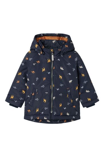 Buy Name It Blue Boys Safari Print Parka Coat from Next Bahrain