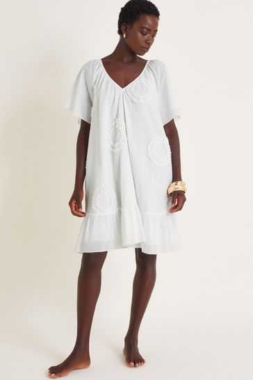 Embroidered short sleeve dress best sale