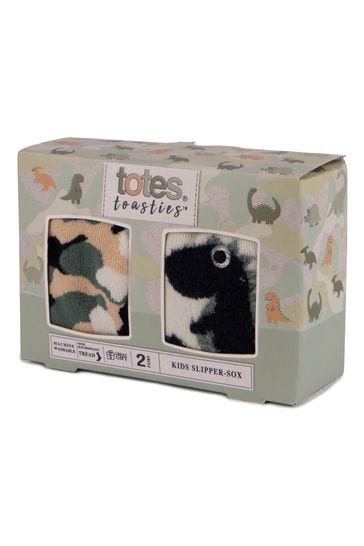 Totes Black Childrens Original Slipper Socks 2 Pair Pack