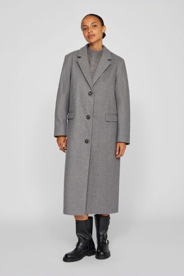 Buy VILA Grey Long Sleeve Tailored Midi Coat from Next Netherlands