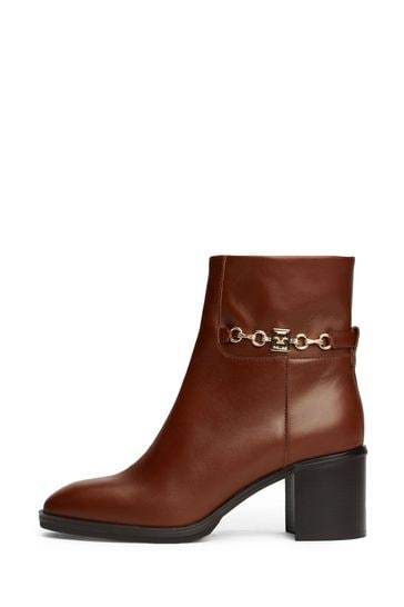 Buy Tommy Hilfiger Chain Leather Mid Heel Black Boots from Next Saudi Arabia