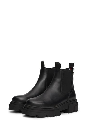 Buy Tommy Hilfiger Combat Leather Low Chelsea Black Boots from the Next UK online shop