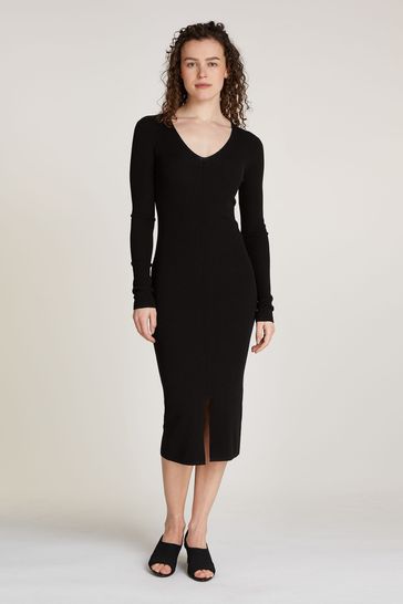 Buy Calvin Klein Soft Rib V Neck Midi Dress from Next Bahrain