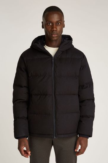Buy Calvin Klein Black Short Wool Hooded Puffer Jacket from Next Bahrain