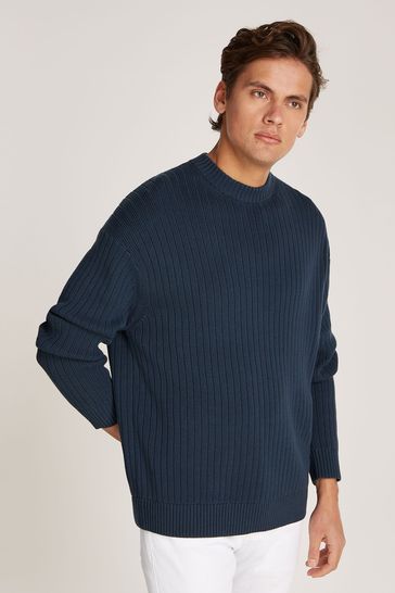 Buy Calvin Klein Blue Crew Neck Knit Jumper from Next Netherlands