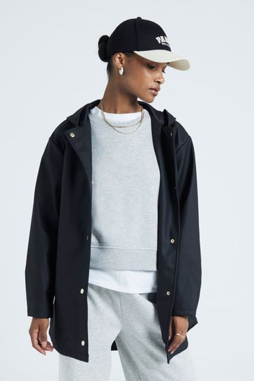 Buy River Island Black Hooded Rain Mac from Next Turkey