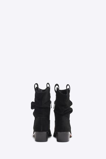 River island black slouch boots sales