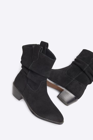 River Island Black Slouch Western Boots