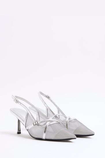 Silver shoes river island shop