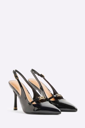 River island black court shoes sale