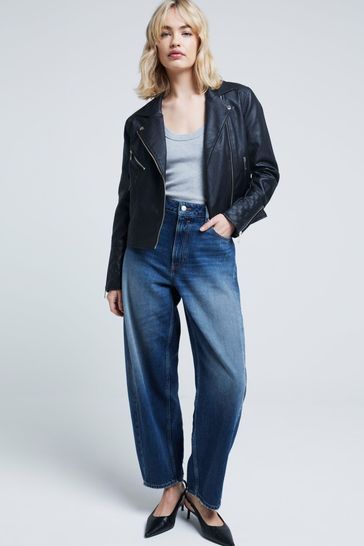 River Island Black Quilted Faux Leather Biker Jacket